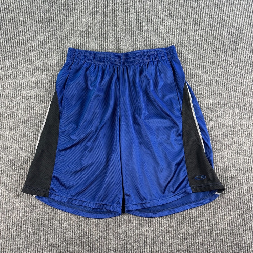 Vintage Champion C9 Shorts Men Large Blue Black Shiny Basketball Dazzle y2k